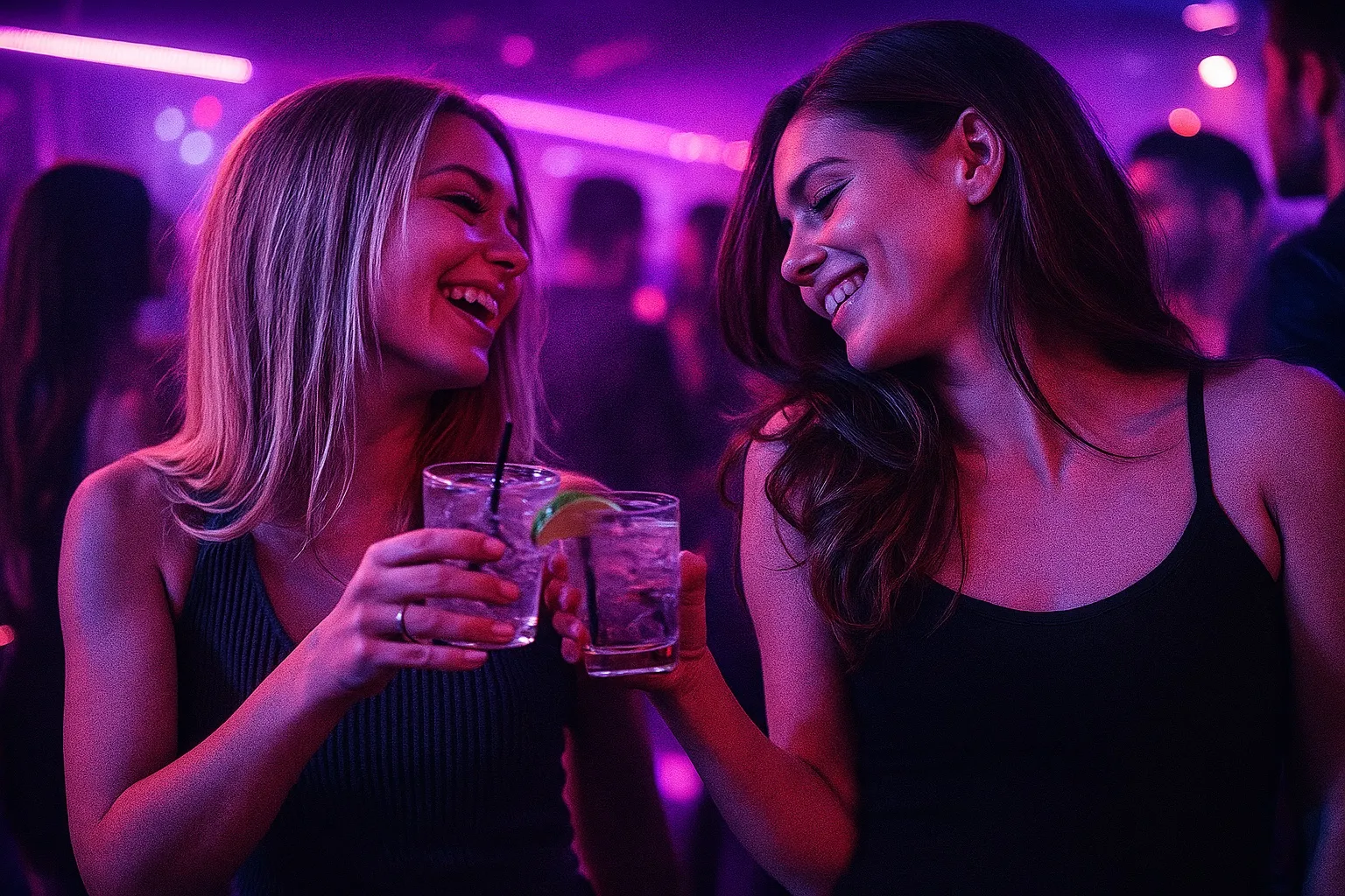 Guests enjoying bottle service in an upper-floor RCA lounge